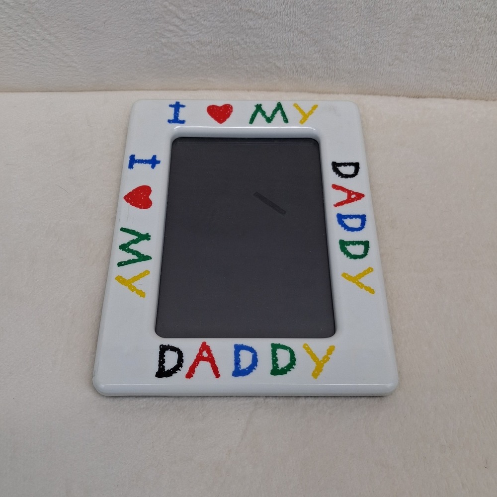 I Love (Heart) My Daddy Vintage Picture Frame Holds 3.5 x 5.25 Photo Colorful
